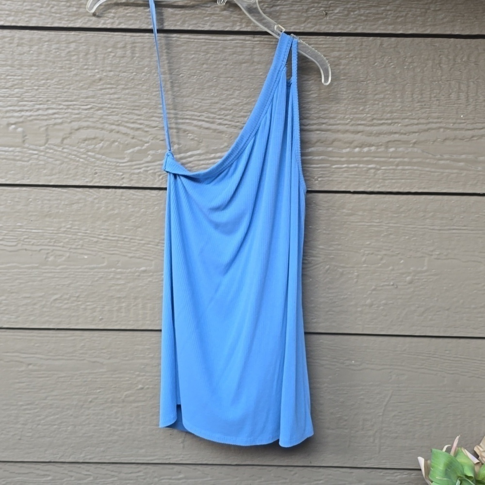 Tory Blue Ribbed One Shoulder Tank - Picture 8 of 12